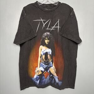TYLA Women’s Shirt Sleeve Graphic Cotton Washed T Shirt Top Vintage Style Rap L